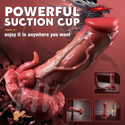 9.05in Dragon Vibrating Thrusting Big Silicone Soft Dildo Adult Cock Toy