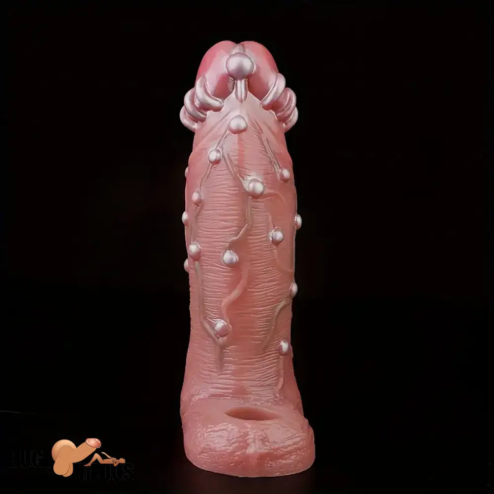 8.46in Realistic Large Silicone Soft Hollow Dildo Sleeve With Pearl