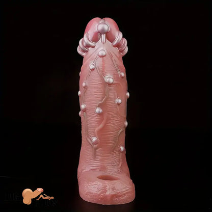 8.46in Realistic Large Silicone Soft Hollow Dildo Sleeve With Pearl