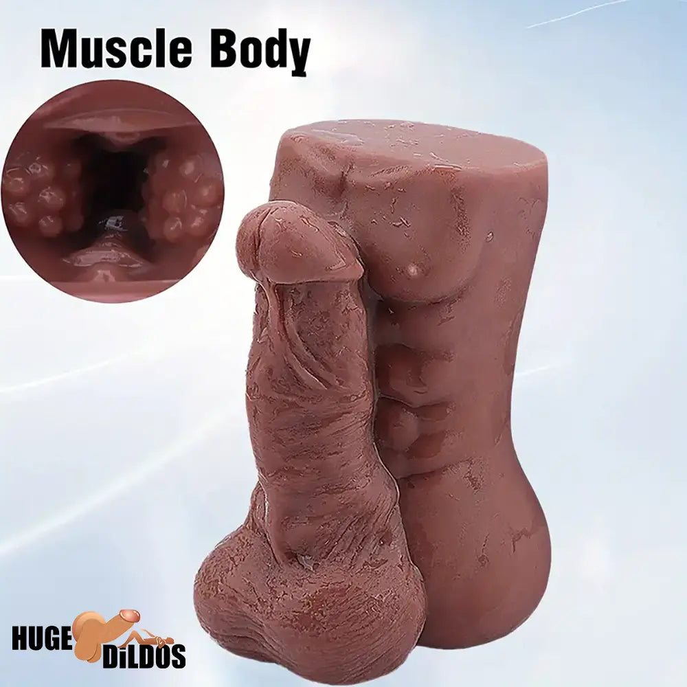 6.3in Premium 3D Lifelike Silicone Flexible Ebony Dildo Anal Pocket Pussy