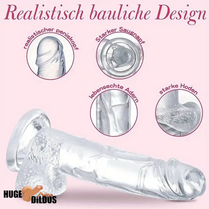 7.3in Clear Real Skin Like Dildo For Female Male Love Pleasure Indoor Use