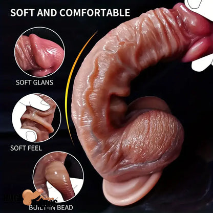 7.08in 8.27 Silicone Soft Cock Dildo For Clit Anus Dilator With Sliding Skin
