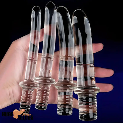 6.69in 6.88in 7.08in 7.28in Clear Unisex Glass Crystal Dildo With Handel Toy