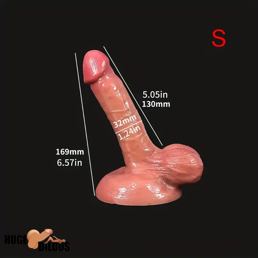 6.57in 7.35in Premium Realistic Silicone Soft Dildo With Lifelike Testicle Toy