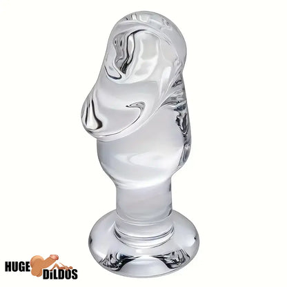 4.53in Clear Elegant Glass Crystal Durable Dildo For Female Male With Base