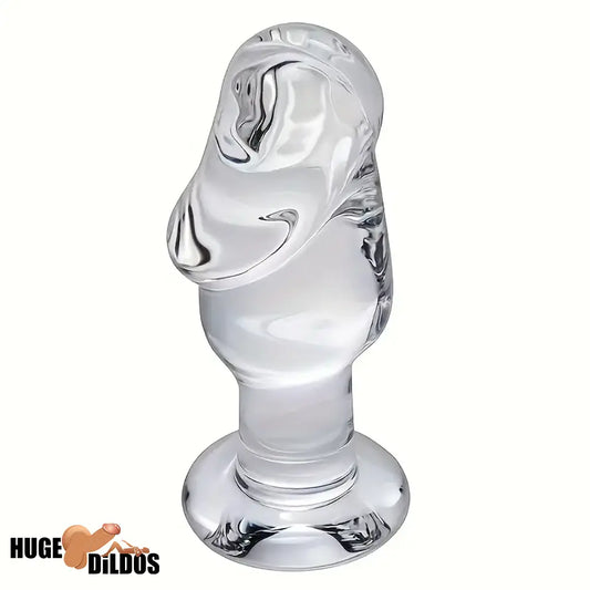 4.53in Clear Elegant Glass Crystal Durable Dildo For Female Male With Base