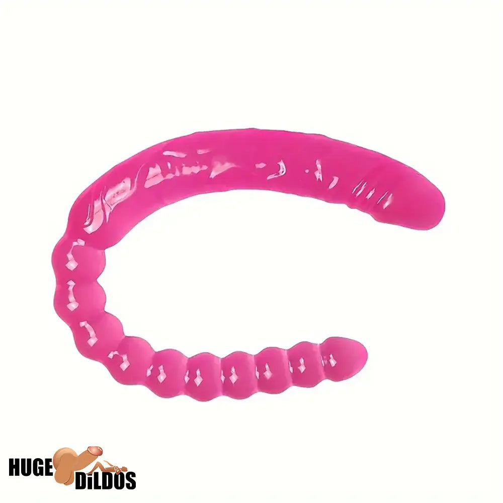 17.72in Extra Long Double Heads Crystal Cock Simulation Dildo With Beads