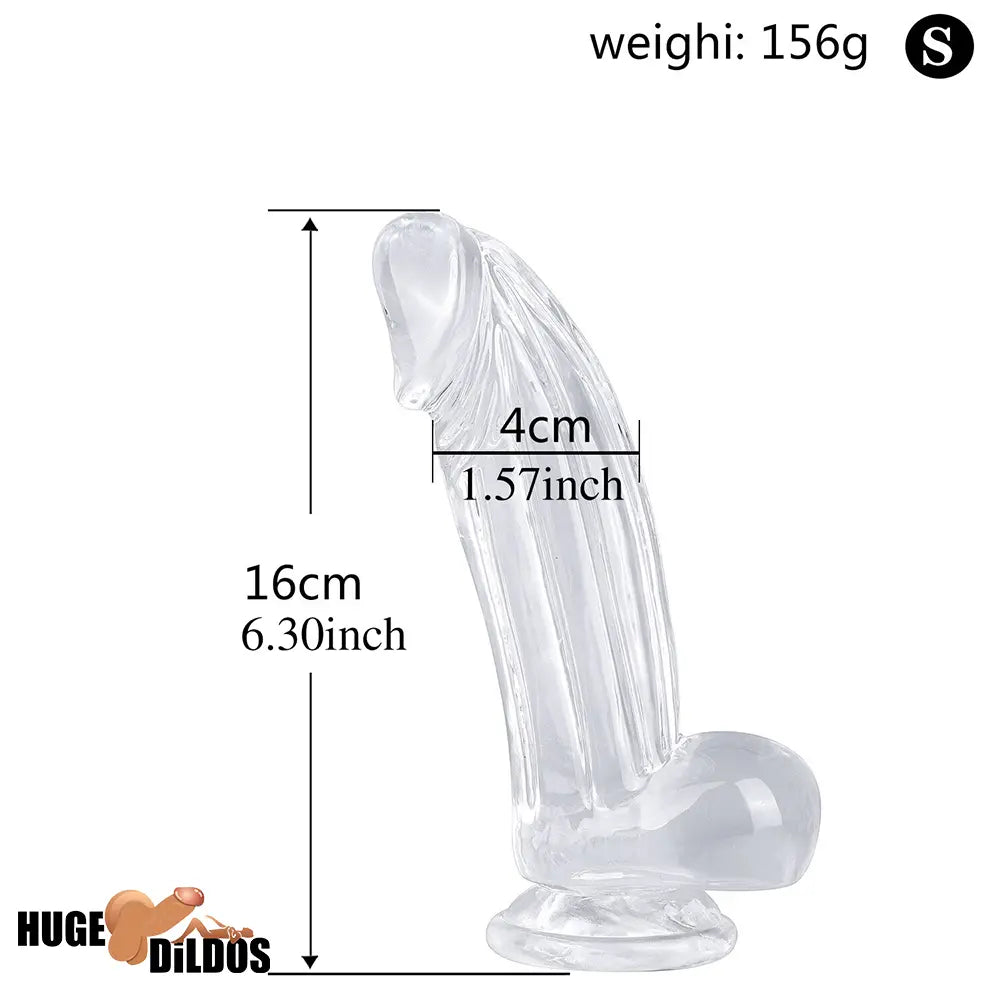 6.3in 7.28in 8.66in Realistic Clear Women Men Dildo With Suction Cup