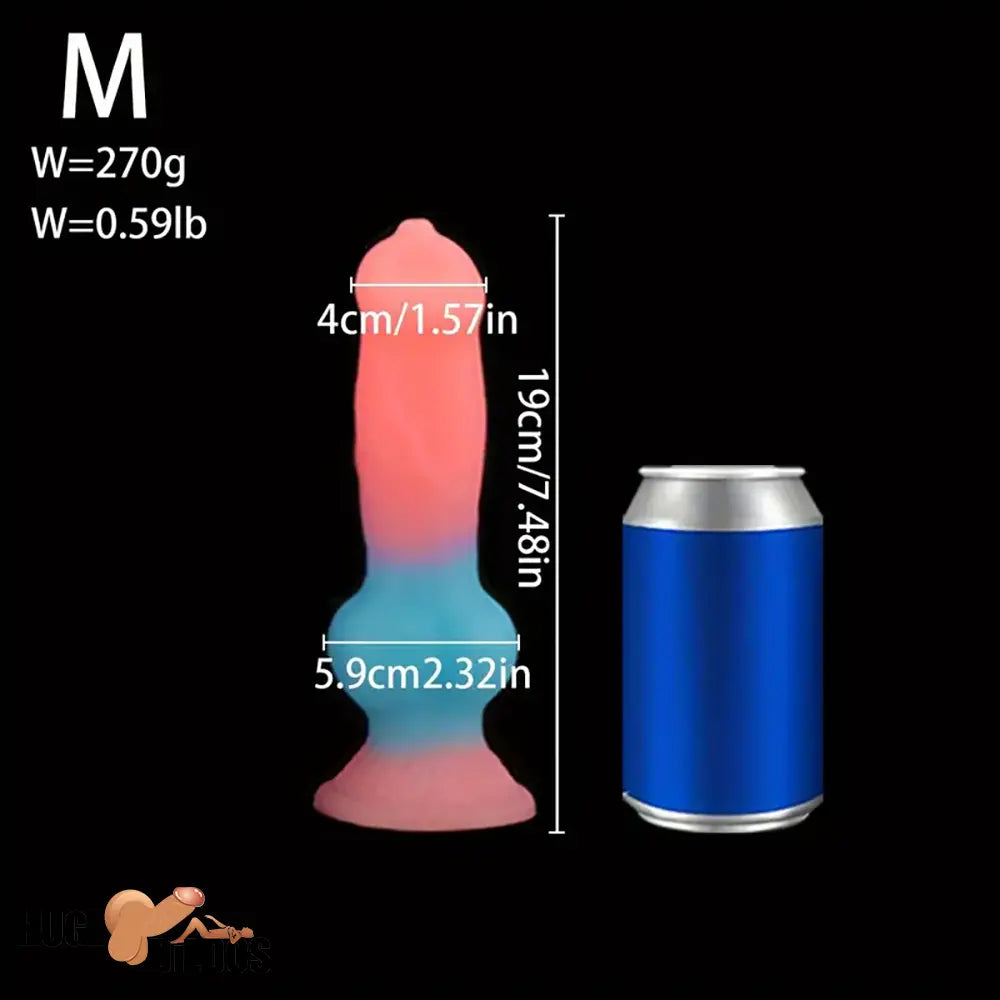 7.08in 7.48in 9.44in 10.23in 13in Silicone Soft Big Glowing Dog Cock Knot Dildo