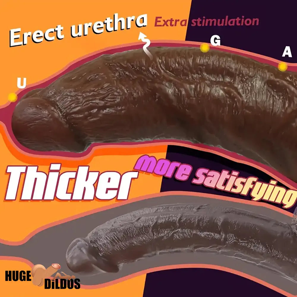 8in Big Silicone Cock Realistic Ebony Dildo BDSM Sex Toy For G Spot Clit