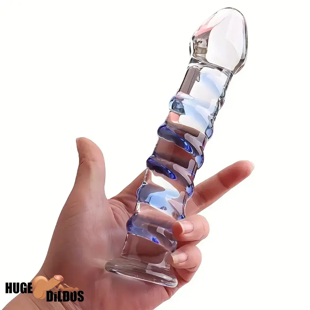 6.9in Clear Spiked Spiral Glass Dildo For G Spot Anal Vaginal Stimulation