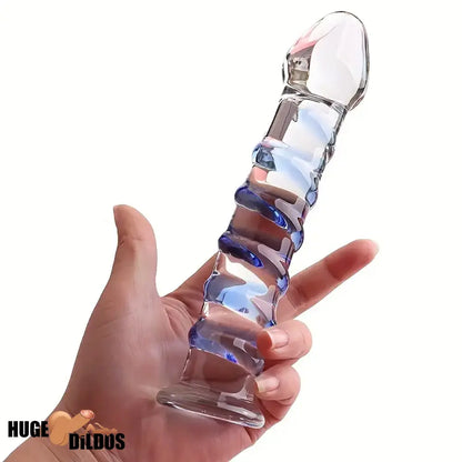 6.9in Clear Spiked Spiral Glass Dildo For G Spot Anal Vaginal Stimulation