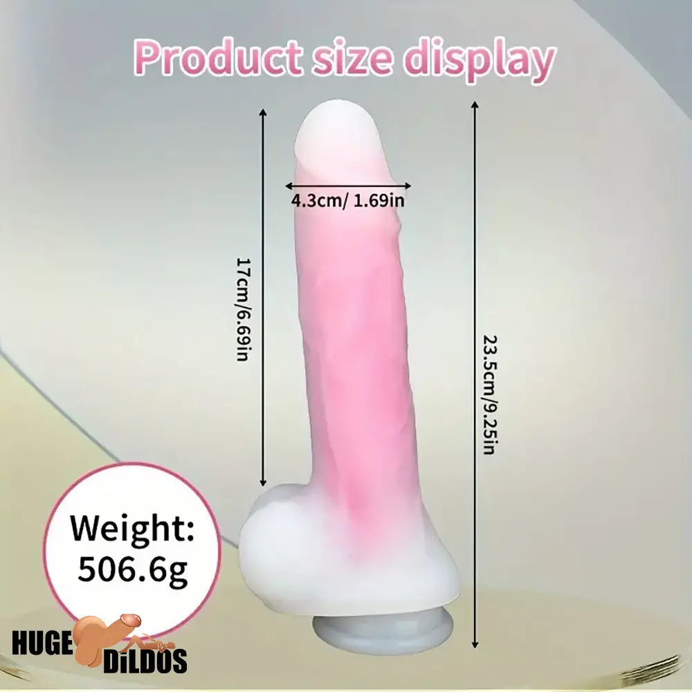 9.25in Big Silicone Soft Lifelike Vibrating Heating Remote Real Anal Cock Dildo
