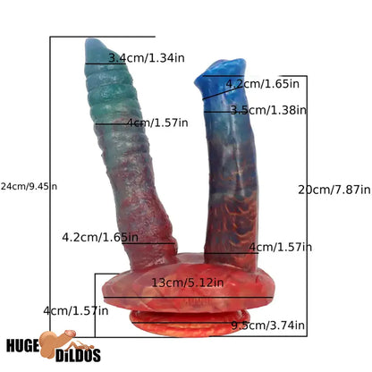 9.45in 10.63in Creature Silicone Big U-shaped Double-headed Monster Dildo