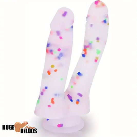 7in Soft Silicone Confetti Colorful Double Headed Durable Dildo For Women