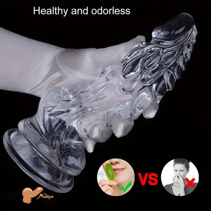 8.66in Clear Huge Spiked Monster Fantasy Dildo For Women Cock Sex Toy