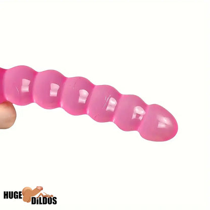 17.72in Extra Long Double Heads Crystal Cock Simulation Dildo With Beads