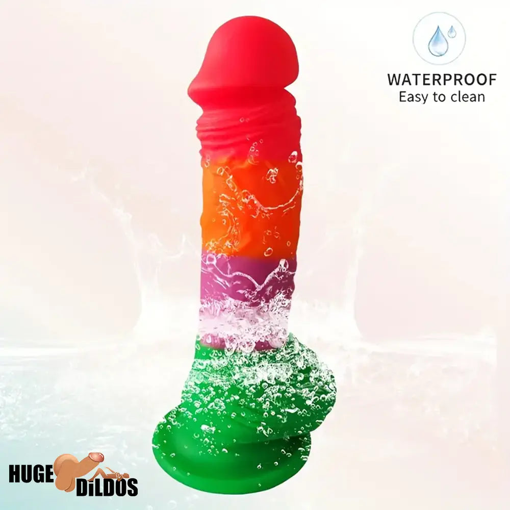 7.9in Silicone Rainbow Soft Dildo For Women Men Couple G-spot Clit Sex