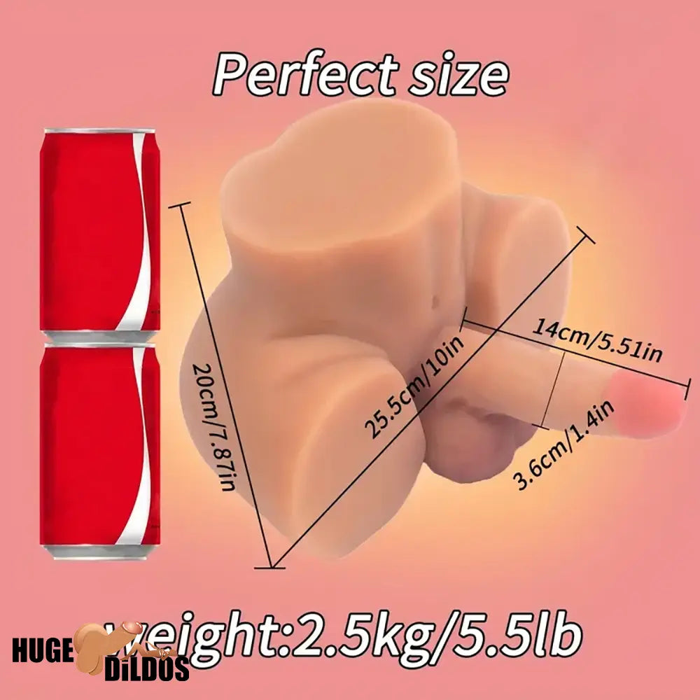 5.51in Premium Real Silicone Soft Dildo With Sex Doll Torso Testicles Toy