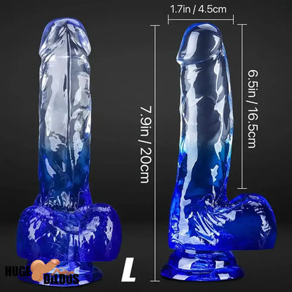 5.9in 7in 7.9in Gradient Color Clear Jelly Real Cock Dildo For G-Spot Anal Sex