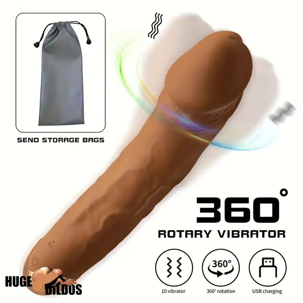 8.19in Big Vibrating Rotation Auto Dildo BDSM Sex Toy For G Spot Orgasm
