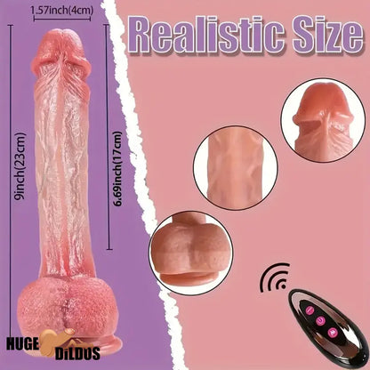 9in Silicone Thrusting Vibrating Rotation Heating Automatic Electric Dildo