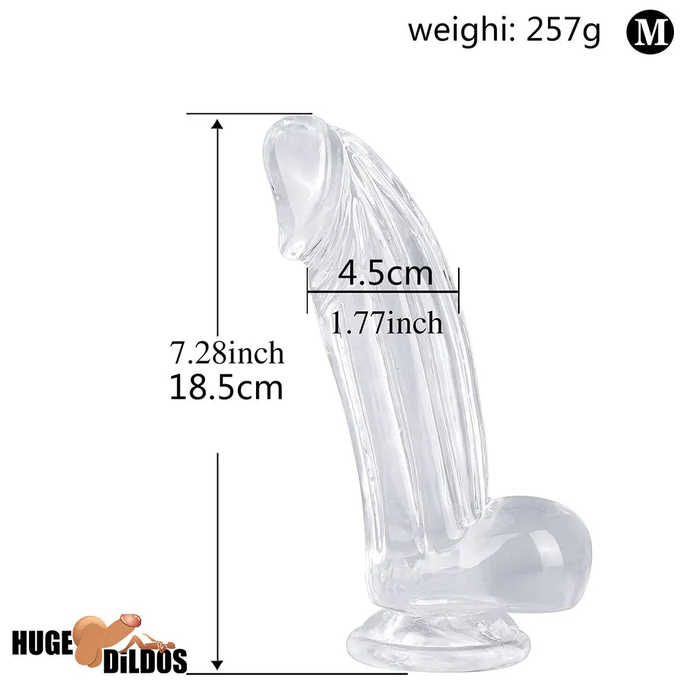 6.3in 7.28in 8.66in Realistic Clear Women Men Dildo With Suction Cup
