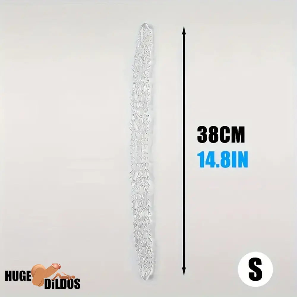 14.8in 18.7in 22.6in Clear Long Dual Heads Huge Spiked Dildo For Couples