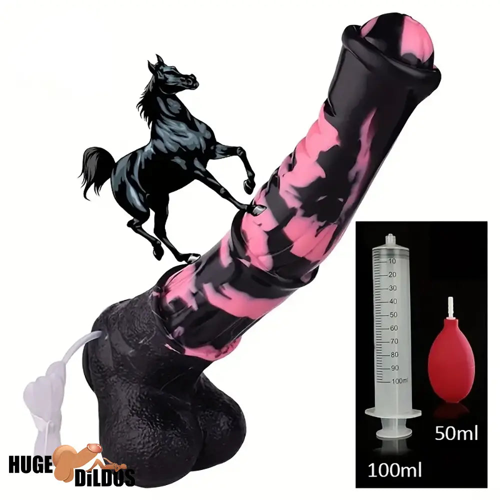 9.64in 13.77 Big Horse Animal Cock Silicone Ejaculation Dildo For Clit Play