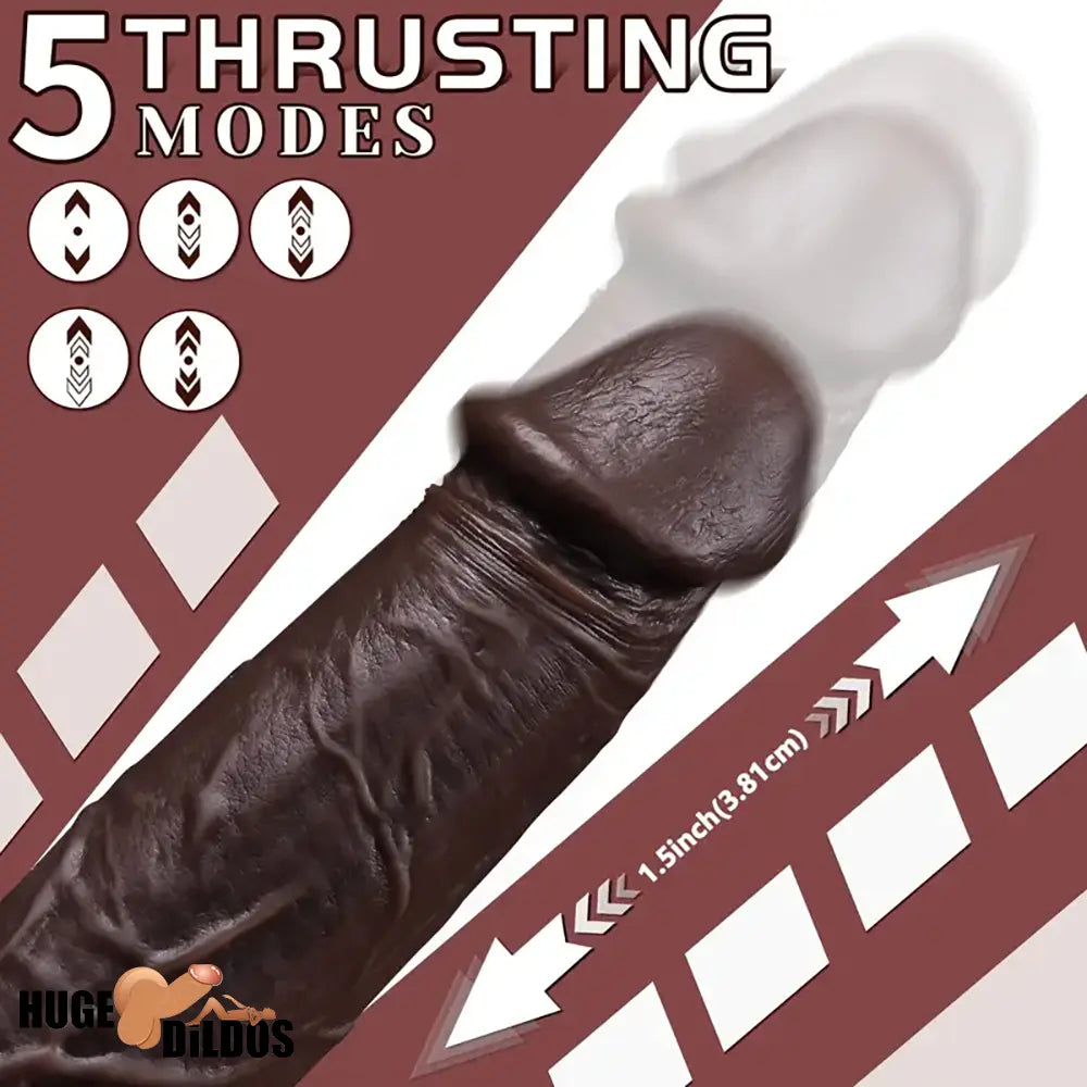 8.6in Soft Big Silicone Thrusting Vibrating Heating Cock Remote Ebony Dildo