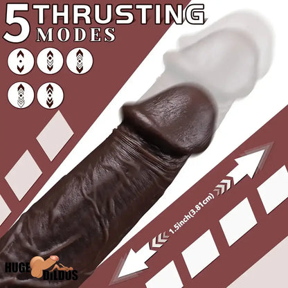 8.6in Soft Big Silicone Thrusting Vibrating Heating Cock Remote Ebony Dildo