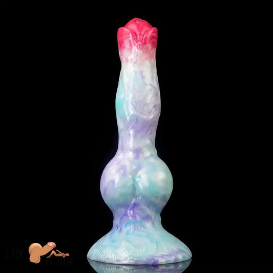 8.03in Fantasy Big Dog Knot Silicone Soft Dildo For Clit Vagina Stimulation
