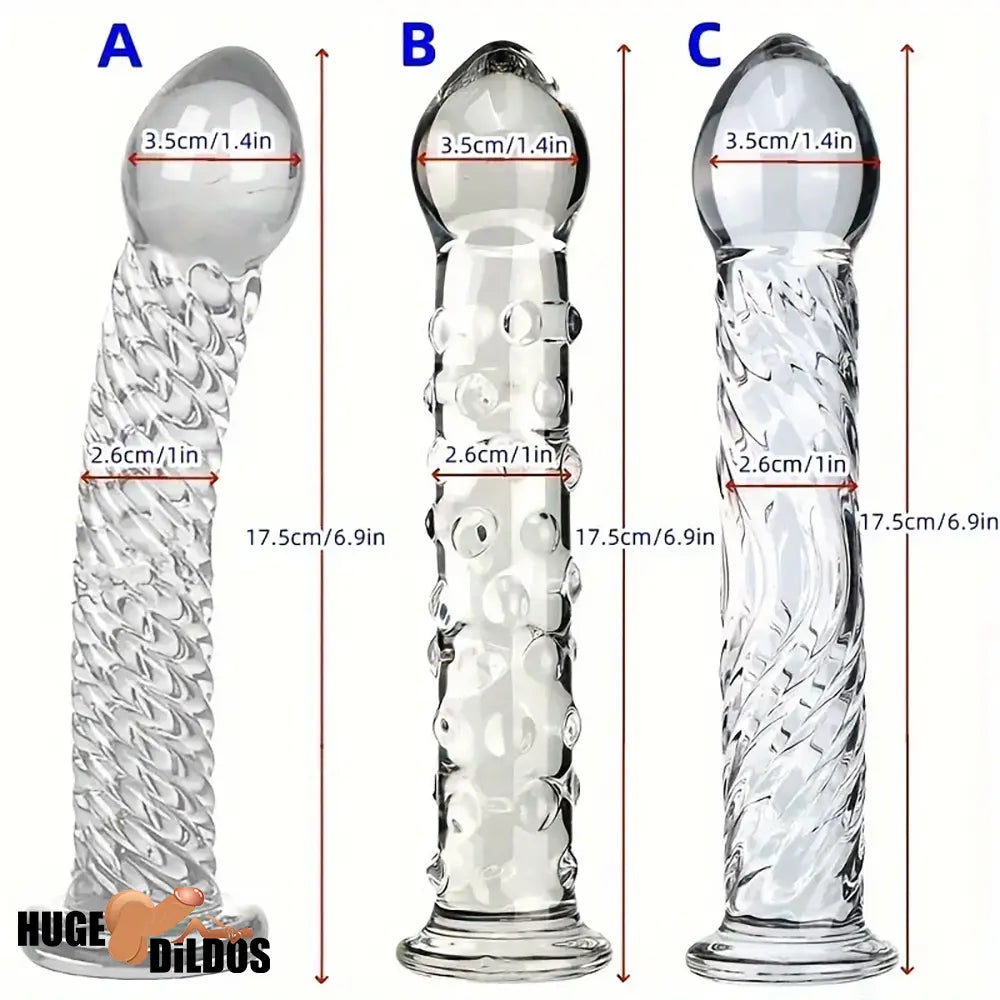 6.9in Clear Real Glass Crystal Dildo For G-Spot Vaginal Anal Sex Stimulation
