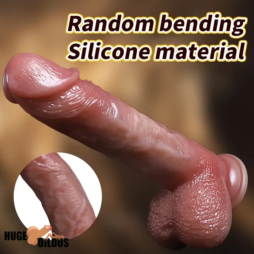 8.46in Vibrating Heating Silicone Uncut Big Cock Dildo With Sliding Skin
