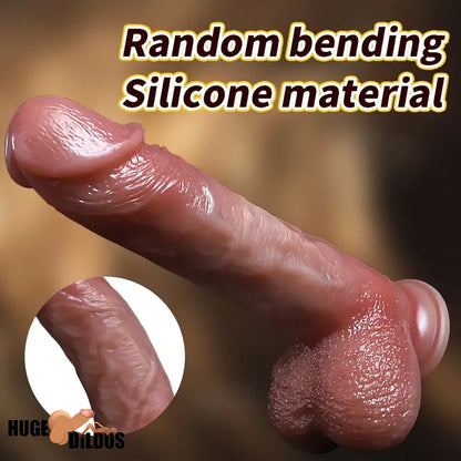 8.46in Vibrating Heating Silicone Uncut Big Cock Dildo With Sliding Skin