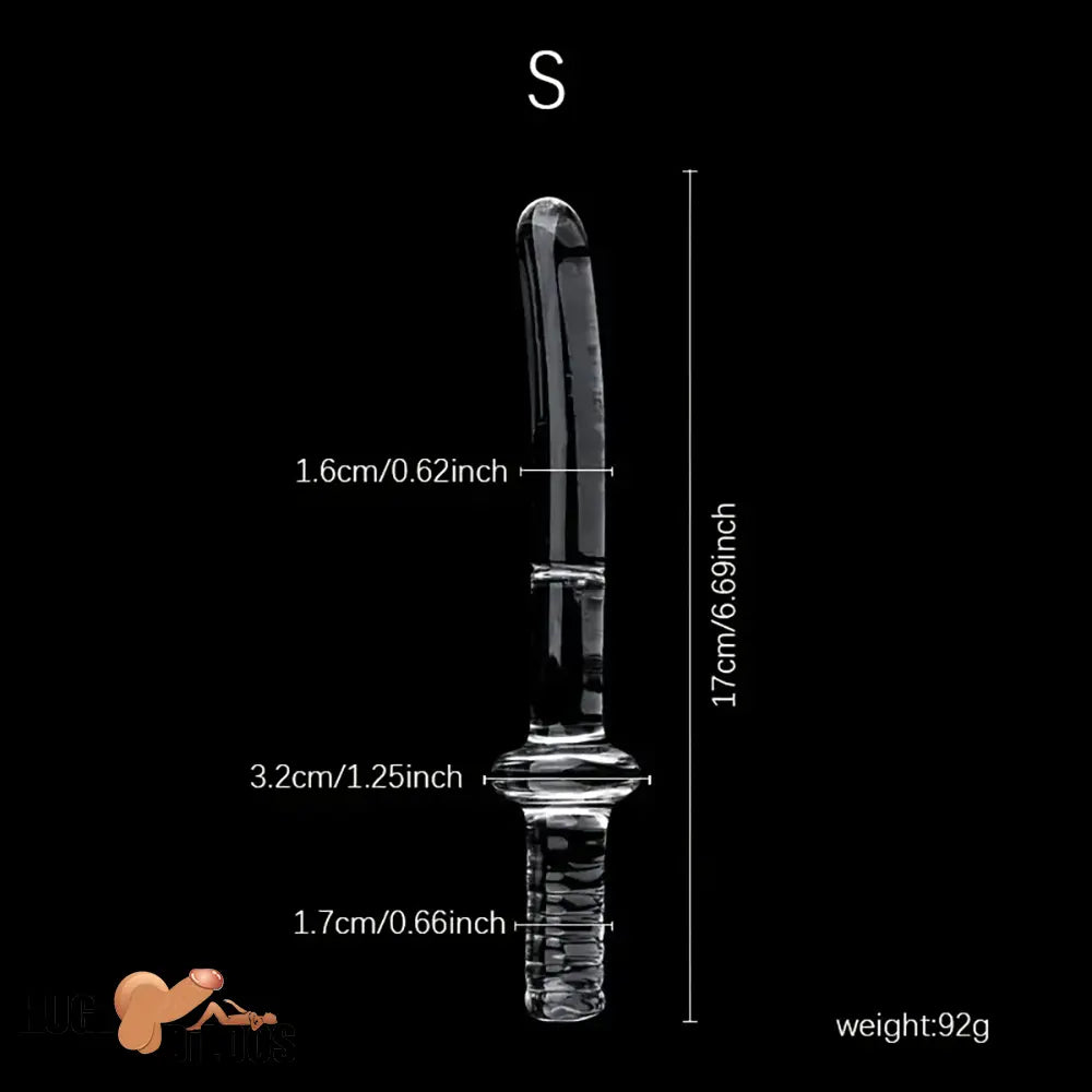 6.69in 6.88in 7.08in 7.28in Clear Unisex Glass Crystal Dildo With Handel Toy