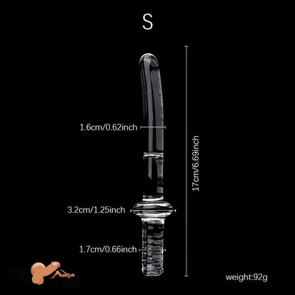 6.69in 6.88in 7.08in 7.28in Clear Unisex Glass Crystal Dildo With Handel Toy
