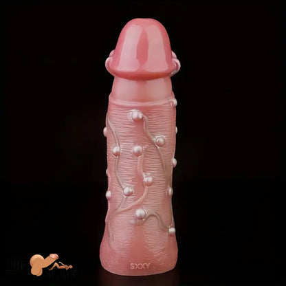 8.46in Realistic Large Silicone Soft Hollow Dildo Sleeve With Pearl