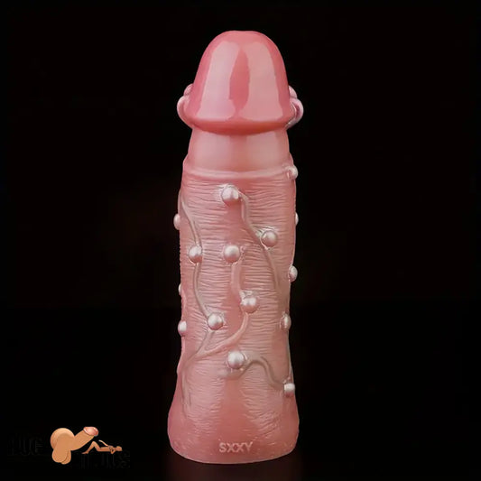 8.46in Realistic Large Silicone Soft Hollow Dildo Sleeve With Pearl