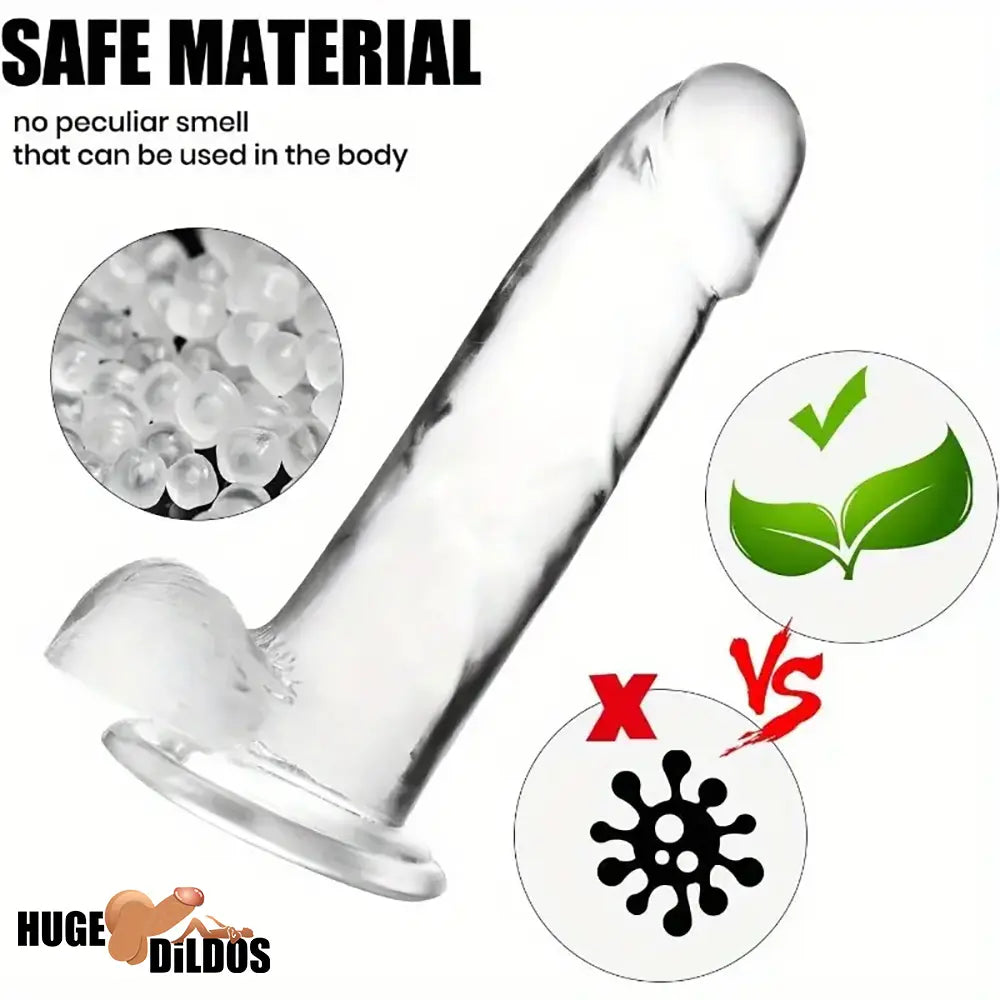 7.3in Clear Real Skin Like Dildo For Female Male Love Pleasure Indoor Use