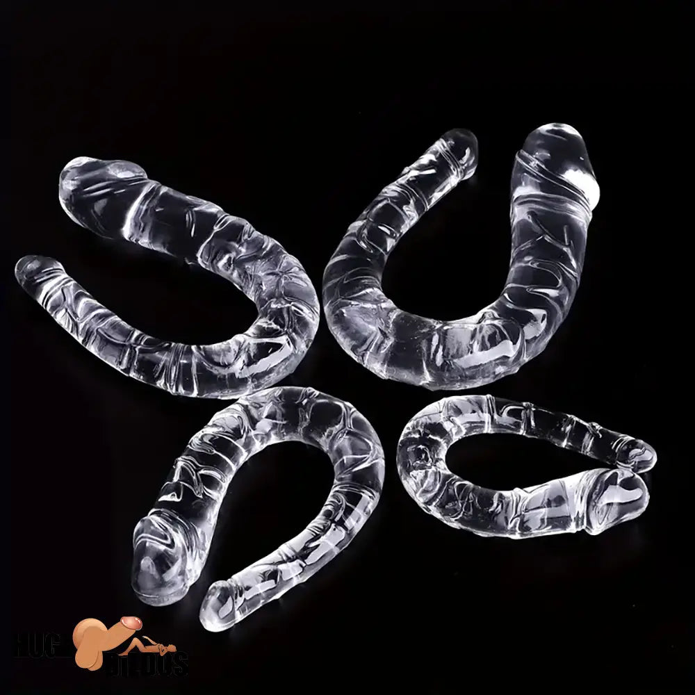 5.31in 6.69in 7.48in 8.46in Clear Dual Heads Curved U Shape Real Dildo