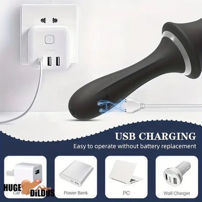 9.65in Silicone Soft Vibrating Dildo With Handle For G-spot Anal Stimulator