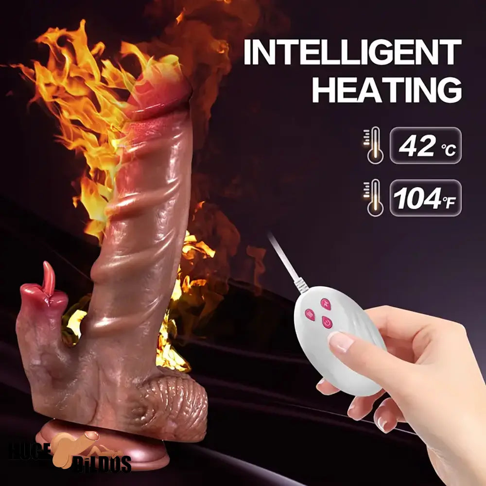 7.87in Realistic Heating Silicone Tongue Licking Thrusting Auto Anal Dildo
