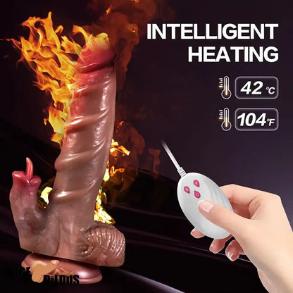 7.87in Realistic Heating Silicone Tongue Licking Thrusting Auto Anal Dildo