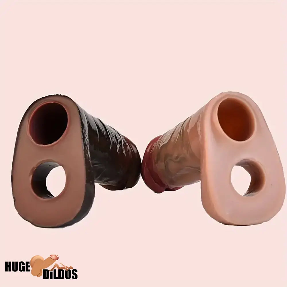 5.12in Silicone Soft Skin Feeling Dildo Sleeve For Hands-Free Play Sex