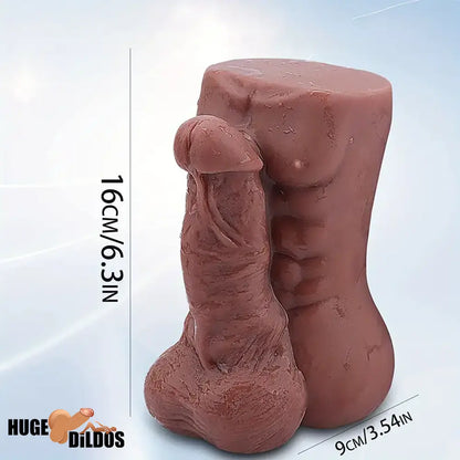 6.3in Premium 3D Lifelike Silicone Flexible Ebony Dildo Anal Pocket Pussy