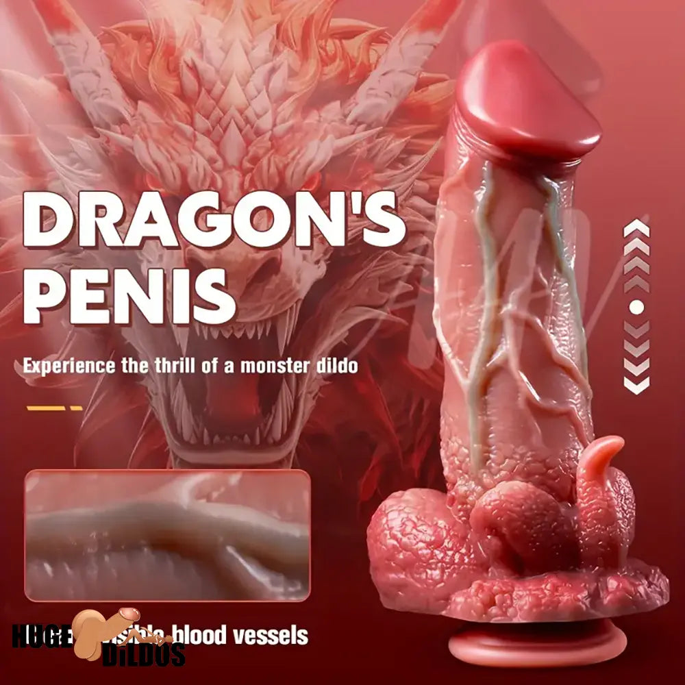 9.05in Dragon Vibrating Thrusting Big Silicone Soft Dildo Adult Cock Toy