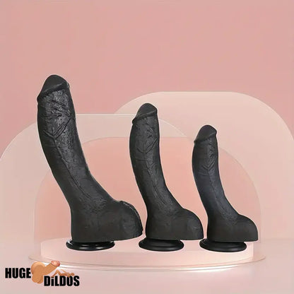 7.28in 8.27in 10.04in Soft Real Ebony Big Looking Silicone Cock Anal Dildo