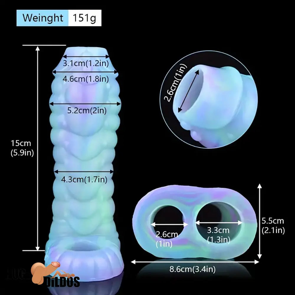 5.39in Lifelike Silicone Soft Dildo Sleeve Snake Luminous Dick Extender