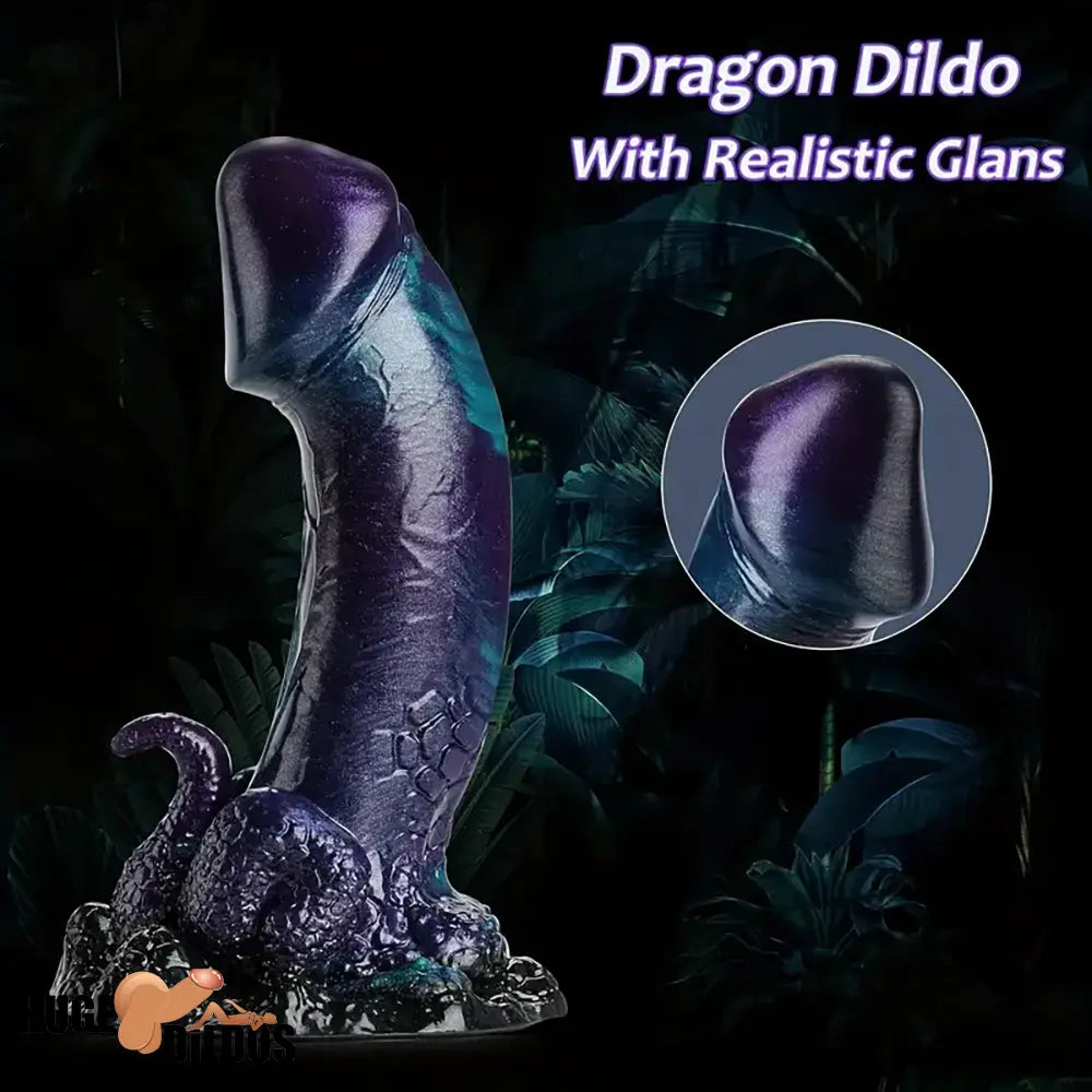7.6in Dragon Fantasy Silicone Anal Monster Dildo Toy With Tentacle